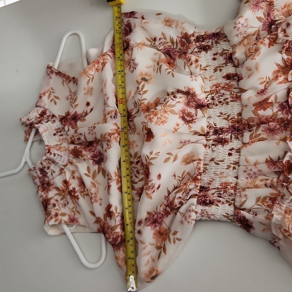 1 State Dress Womens Size M Floral Keyhole Button Sleeveless Ruffel - Picture 7 of 9